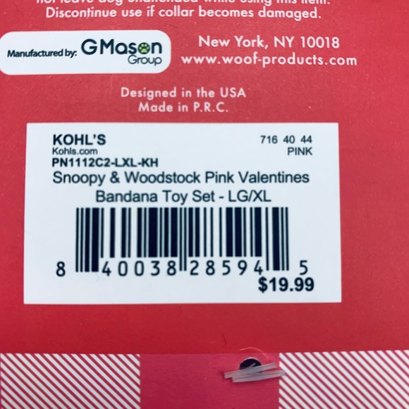 Peanuts Snoopy Valentine Bandana Toy Set L/XL Dog Puppy Pet Gift NEW - Picture 4 of 5